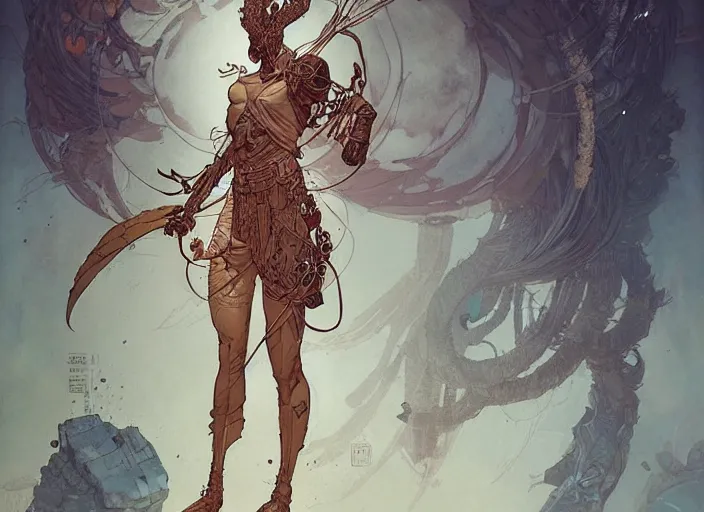 Prompt: full body shot of an ancient warrior by james jean, jakub rebelka, tran nguyen, peter mohrbacher, yoann lossel, wadim kashin