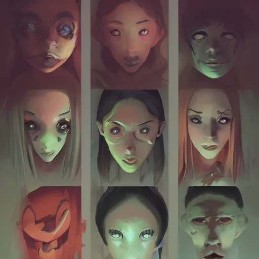 Image similar to face icon stylized minimalist scary stories to tell in the dark, loftis, cory behance hd by jesper ejsing, by rhads, makoto shinkai and lois van baarle, ilya kuvshinov, rossdraws global illumination