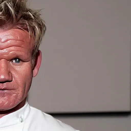 Image similar to gordon ramsay's face on a cooked rack of lamb