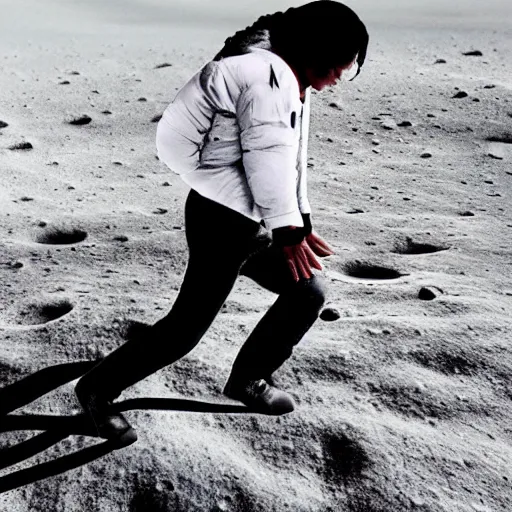 Prompt: michael jackson moonwalking on the moon, creative photo manipulation, photoshop, digital art