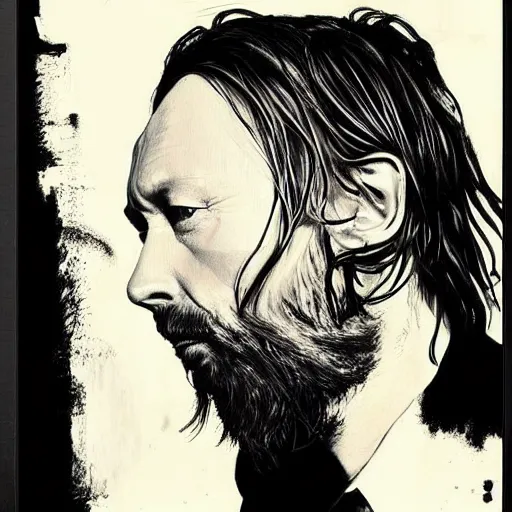 Prompt: thom yorke in style by tarantino