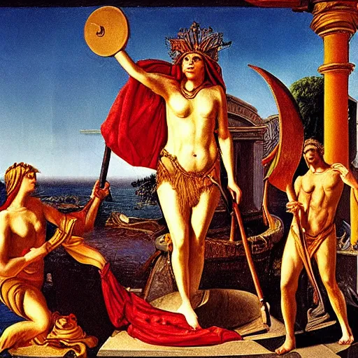 Image similar to circe of the odyssey, art by hubert van eyck