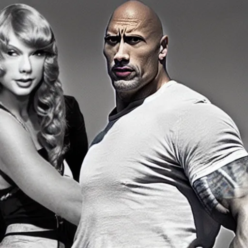 Image similar to Dwayne the rock Johnson as Taylor swift