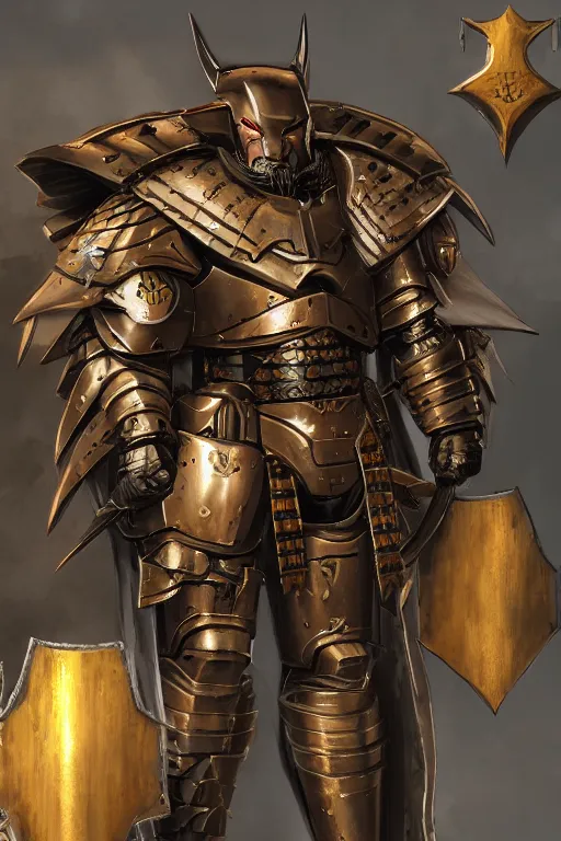 Image similar to armor portrait heros batman warhammer 4 0 k horus heresy fanart - the primarchs emperor by johannes helgeson animated with vfx concept artist & illustrator global illumination ray tracing hdr fanart arstation zbrush central hardmesh 8 k octane renderer comics stylized