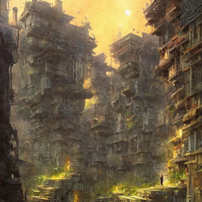 Prompt: a building in a landscape, by marc simonetti