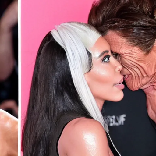 Image similar to willem dafoe fight kim kardashian in ring