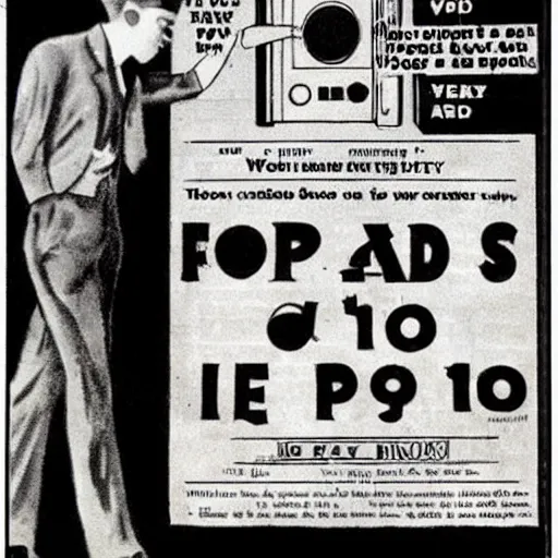 Prompt: vintage advertisement for iPod, 1920s, newspaper