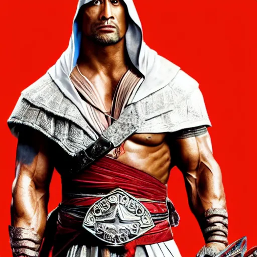 Image similar to dwayne johnson as ezio auditore