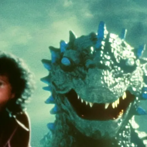 Image similar to a film still of bluey as godzilla