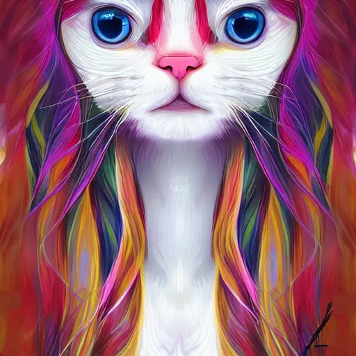 Image similar to symmetry!! portrait of beautiful ragdoll cat, long cat hairs, big cat eyes, colorful lighting, hyperrealistic, trending on pixiv fanbox, style of marvel cinematic universe