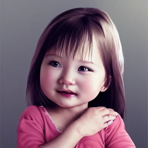 Image similar to very cute baby with cameron diaz face, shin min jeong, trending on artstation