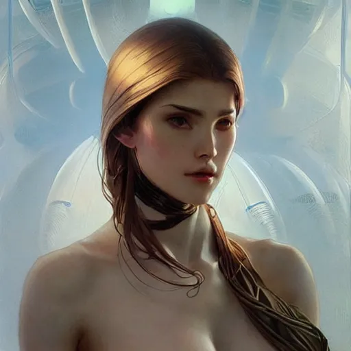 Prompt: female robot, incredibly detailed face, pretty face, true anatomy, art by artgerm and greg rutkowski and alphonse mucha