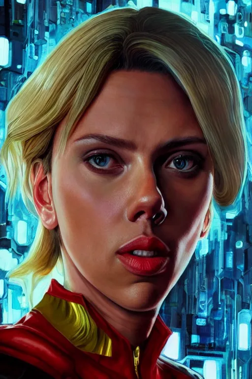 Prompt: a striking painting of Scarlett Johansson as 2000AD Judge Anderson, strong lighting, ultra realism, highly detailed, trending on artstation, 4K, HD, oil on canvas