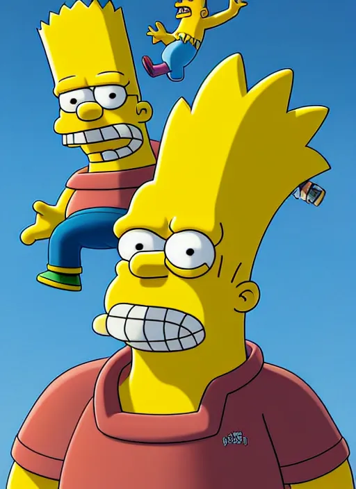 Prompt: high angle photo of chief wiggled the simpsons in the style of stefan kostic, realistic, sharp focus, 8 k high definition, insanely detailed, intricate, elegant, art by stanley lau and artgerm