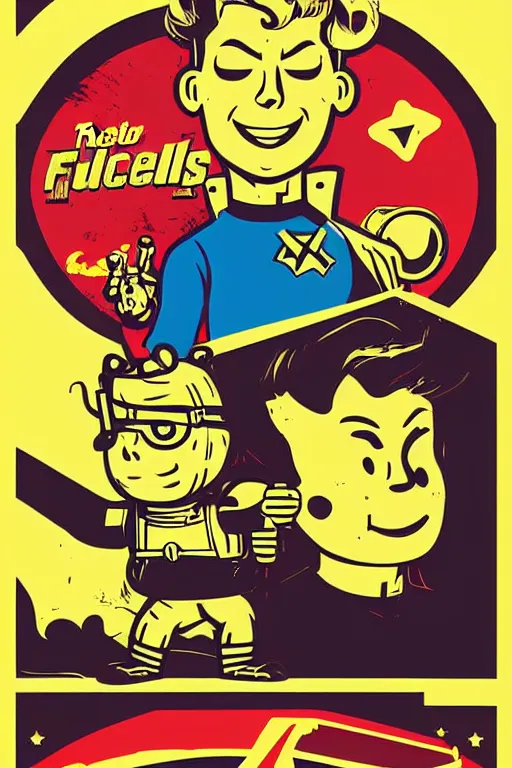 Image similar to fallout 7 6 retro futurist illustration art by butcher billy, sticker, colorful, illustration, highly detailed, simple, smooth and clean vector curves, no jagged lines, vector art, smooth andy warhol style