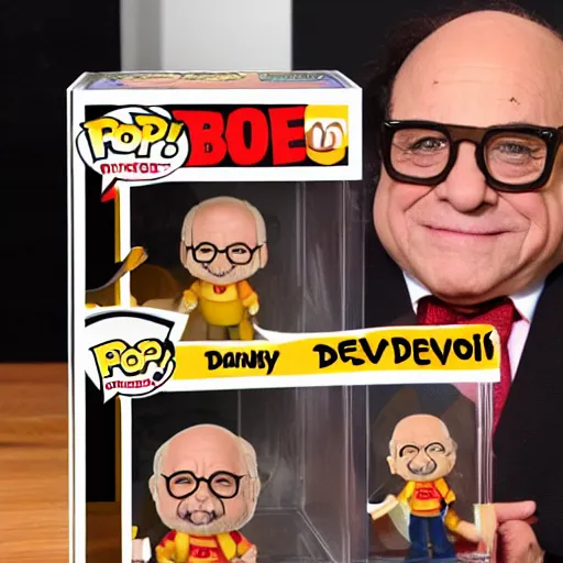 Prompt: product photo of Danny Devito Funko pops