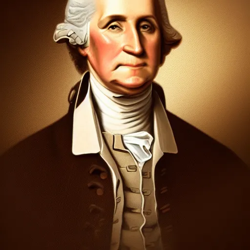 Image similar to a photorealistic colored pencil sketch of a distinguished George Washington wearing a gold chain around his neck with a small Doubloon coin attached as a necklace. This 4K HD image is Trending on Artstation, featured on Behance, well-rendered, extra crisp, features intricate detail and the style of Unreal Engine.