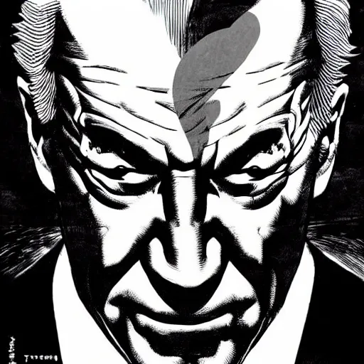 Image similar to Joe Biden looking sinister, by Tsutomu Nihei, highly detailed