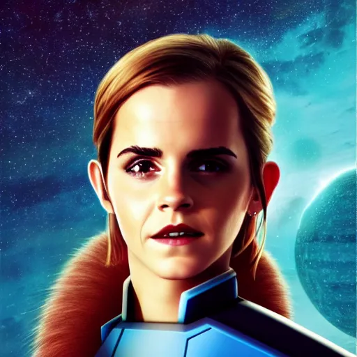 Image similar to a full body portrait of emma watson as a star fleet officer from star trek next generation, ultra rendered extreme realism and detail, 8 k, highly detailed, realistic, completely framed, hyper realistic, colorful, direct lighting, 3 5 mm photo, photorealistic, sharp focus