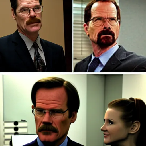 Image similar to the office scene of walter white is dwight schrutte