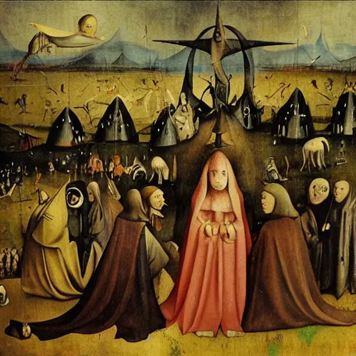 Image similar to film still from movie based on hieronymus bosch paintings, cinematic, directed by jodorowsky