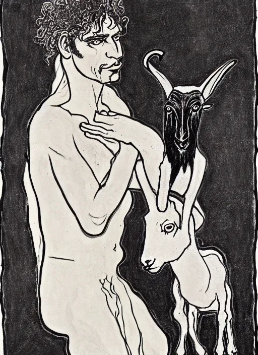 Prompt: prince and a goat, by austin osman spare, high resolution