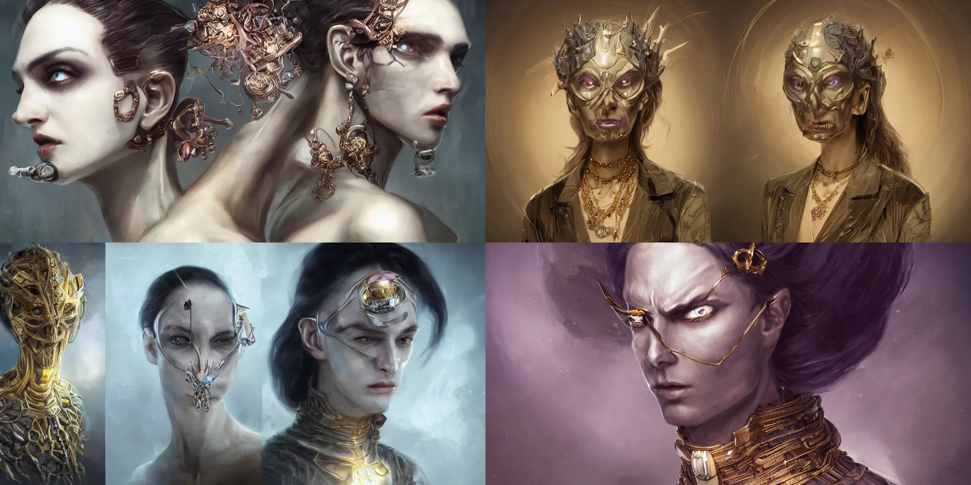 Prompt: realistic character concept of morty smith evil with lots of jewelry in the face, elegant pose, scifi, illustration, slender symmetrical face and body, artstation, cinematic lighting, hyperdetailed, cgsociety, 8 k, high resolution, charlie bowater, tom bagshaw, insanely detailed and intricate, beautiful, elegant, golden ratio, dark fractal background, vfx, postprocessing