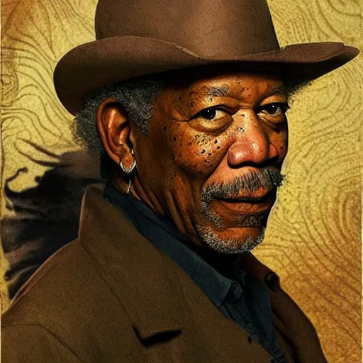 Prompt: Morgan Freeman in a western as imagined by Leonardo Davinci - n 9