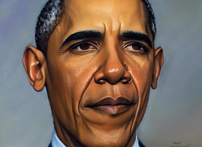 Image similar to a highly detailed beautiful portrait of obama, by gregory manchess, james gurney, james jean