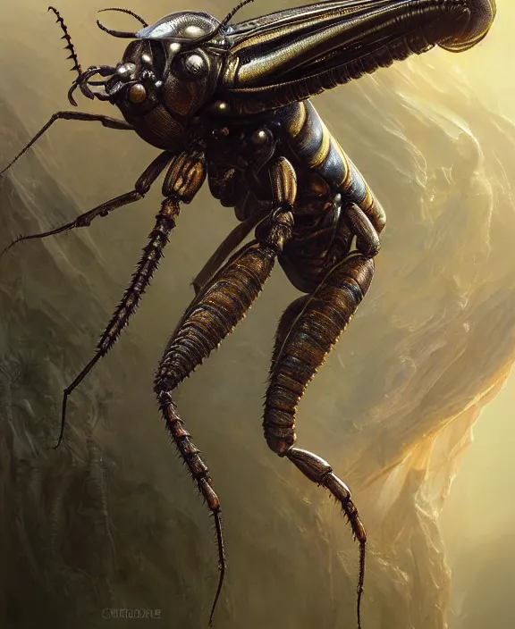 Image similar to portrait of a alien insect, adorable, childlike, milky way environment, ultra realistic, concept art, intricate details, cheerful, highly detailed, photorealistic, octane render, 8 k, unreal engine. art by christopher marley and artgerm and hr giger and greg rutkowski and alphonse mucha