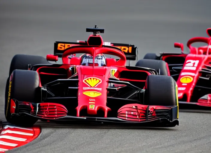 Image similar to live action photo of the 2 0 2 1 f 1 scuderia ferrari, 8 k, sports photography