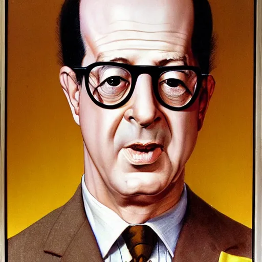 Prompt: frontal portrait of phil silvers. a portrait by norman rockwell.