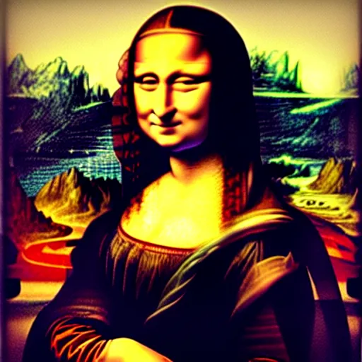 Prompt: the mona lisa, inverted colors