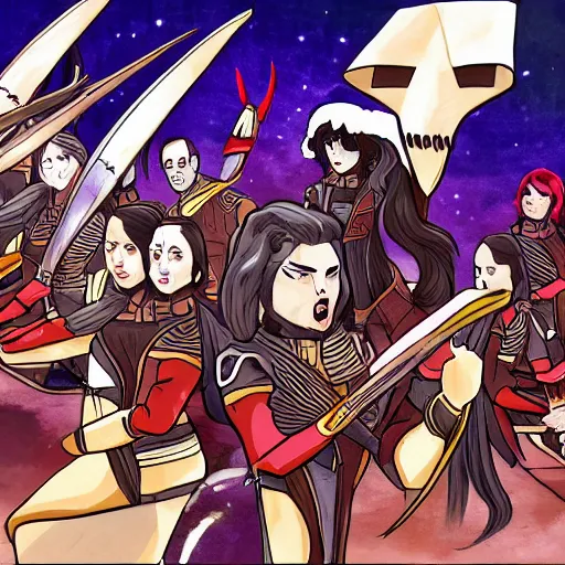 Prompt: a detailed picture of a Klingon Opera, 4k, bat'leth, anime style