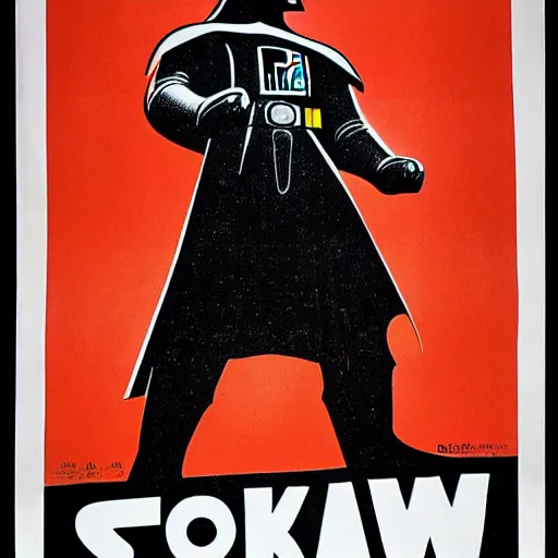 Prompt: a 1 9 3 0 s soviet propaganda poster of darth vader