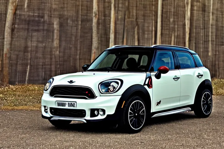 Prompt: “Poster of Mini Cooper Countryman Hybrid. Retro style.”