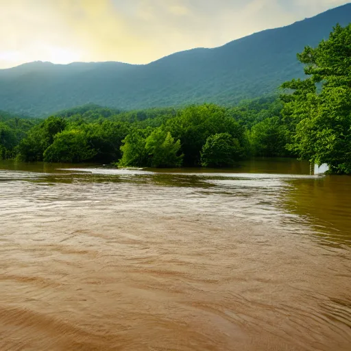 Image similar to Photograph of the Great Smokey Mountains flooded by orange juice