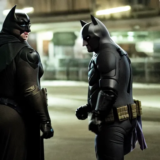 Prompt: a fat nic cage playing batman in the dark knight rises, hd digital photography, movie still