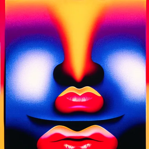 Prompt: woman red lips by shusei nagaoka, kaws, david rudnick, airbrush on canvas, pastell colours, cell shaded, 8 k