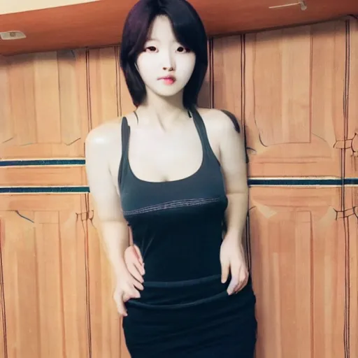 Prompt: jyp the asiansoul. curvaceous beautiful female body. demure feminine pose. soft features.