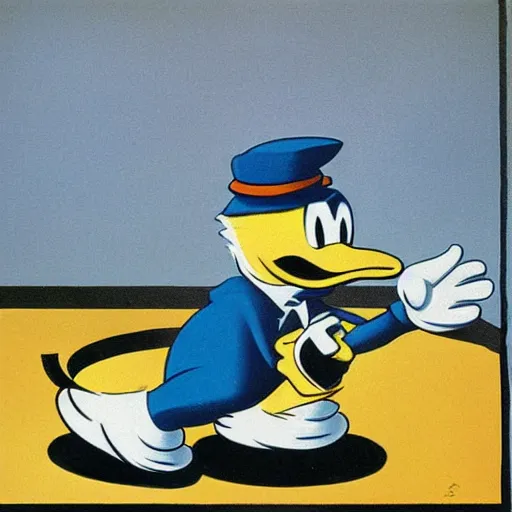 Image similar to donald duck painted by magritte
