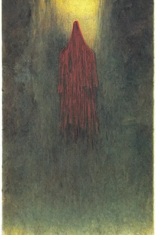 Image similar to strange cloaked figure with beard and red eyes, doom fantasy, mikalojus konstantinas ciurlionis