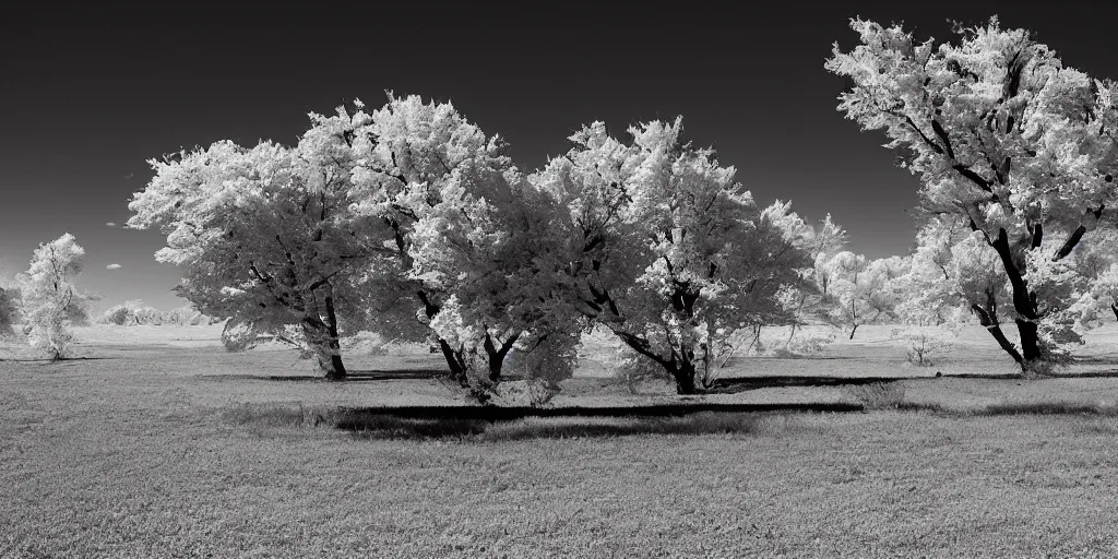 Prompt: west horizon infrared photo, photorealistic landscape,