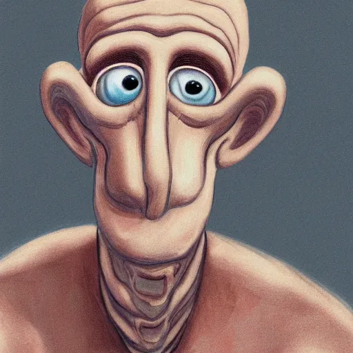 Image similar to handsome squidward, realistic portrait