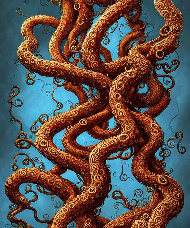 Image similar to a tree made of tentacles, fantasy, intricate, elegant, highly detailed, digital painting, artstation, concept art, matte, sharp focus, illustration, art by keith thompson and christopher lane