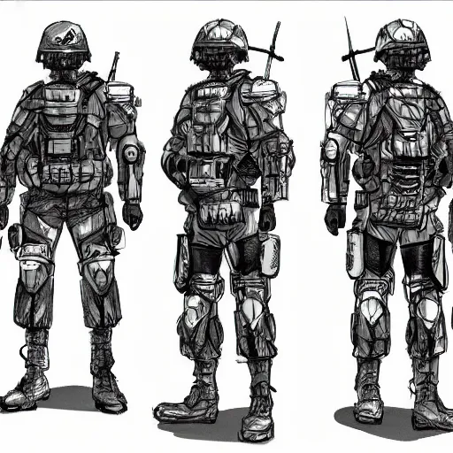 Image similar to sketches concept art standard tactial soldier lightweight nano chest armor plating millitary modern future era variants digital outline