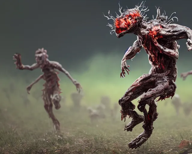 Prompt: 2 0 0 mm photography of an infected burnt fungal horror giant zombie running sprinting. highly detailed 8 k. intricate. lifelike. nikon d 8 5 0. motion blur