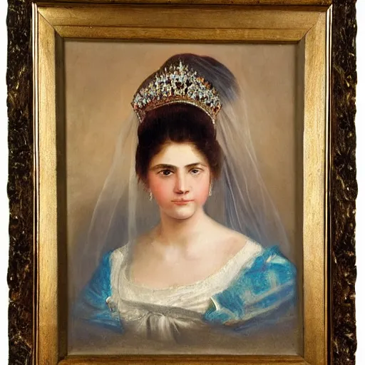 Image similar to a beautiful painting of a young princess on her wedding day in 1 8 7 6, high qualiy, oil painting, clear, coherent, fancy, highly detailed