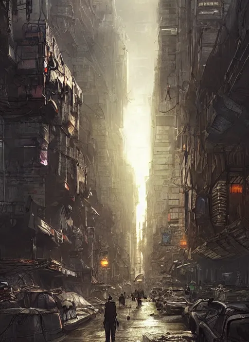 Prompt: post apocalyptic street in futuristic Manhatten, dramatic lighting, cinematic, establishing shot, extremely high detail, photo realistic, cinematic lighting, post processed, concept art, artstation, matte painting, style by eddie mendoza, raphael lacoste, alex ross