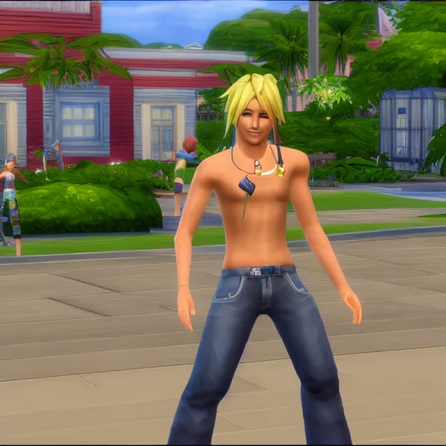 Image similar to Tidus from Final Fantasy X in The Sims 4,